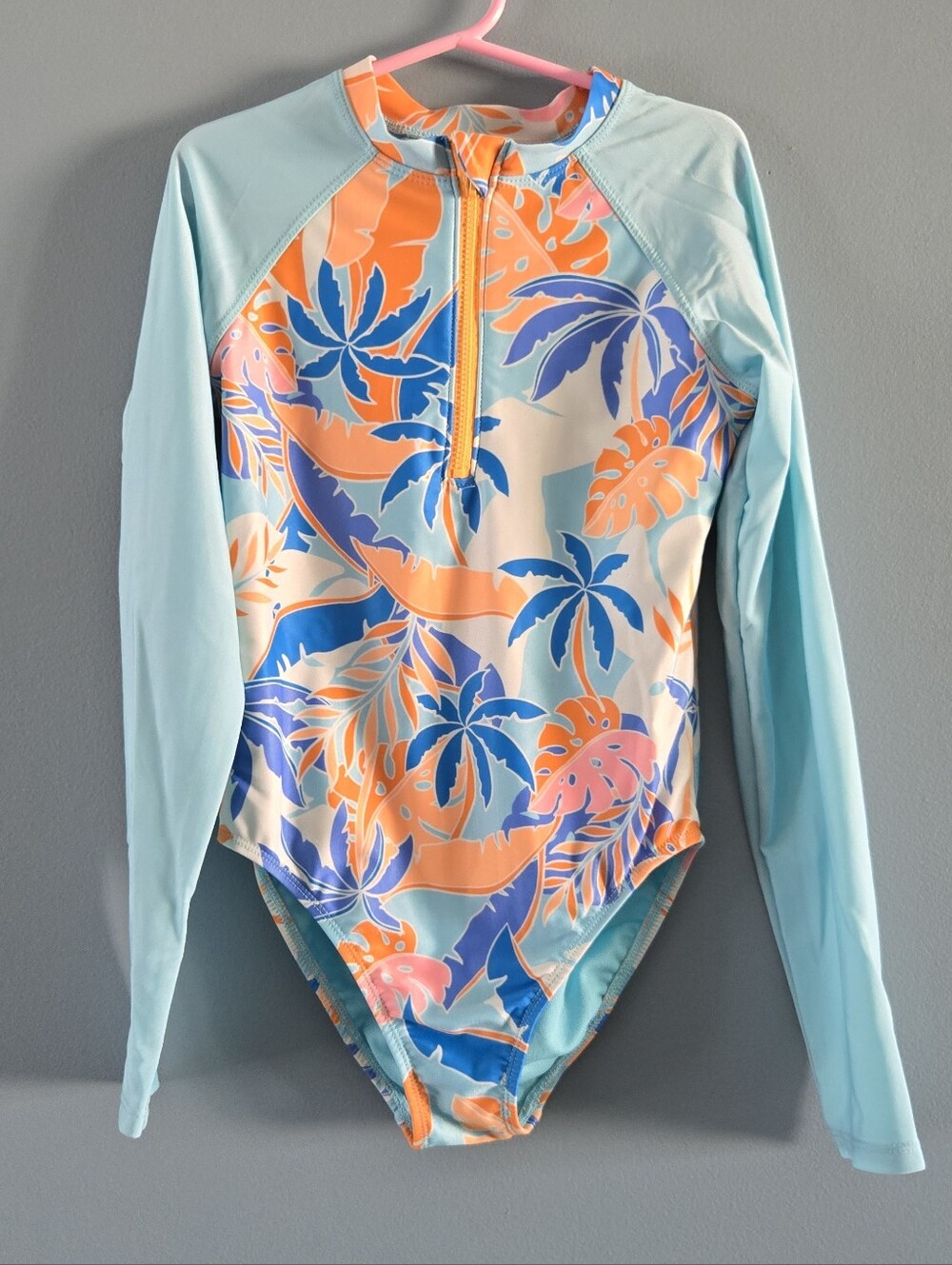 Long Sleeve Rashguard Swimsuit Girls (7-8, Medium)